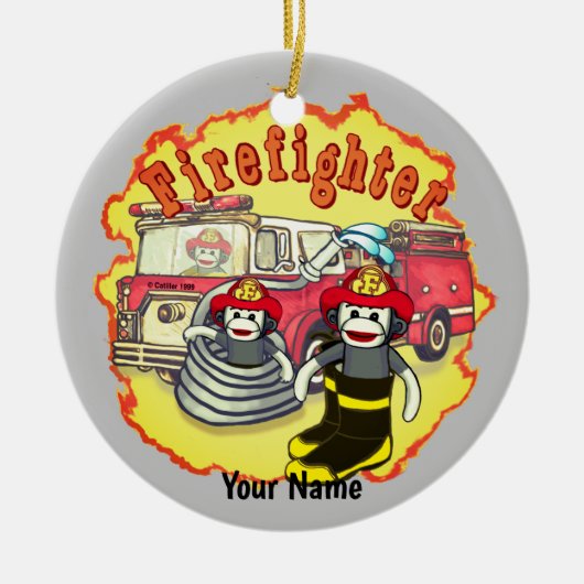 Décoration En Céramique Pompier de camionnette de singe Sock (Devant)