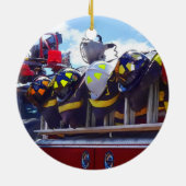 Décoration En Céramique Pompiers - Casque sur camion-pompier (Dos)