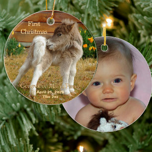 Décoration En Céramique Poney de Noël de bébé pour la première fois dans l