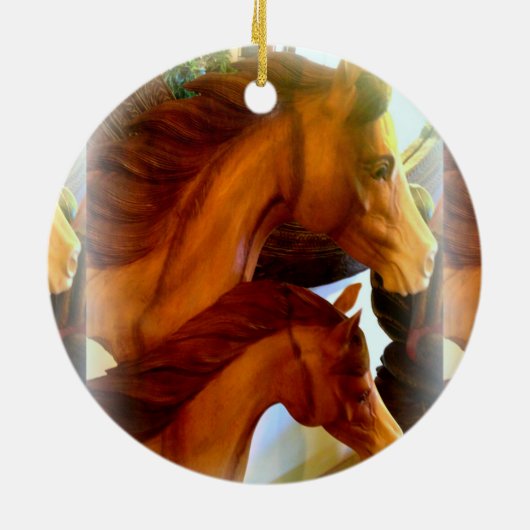 Décoration En Céramique poney d'étalon et jument (Dos)