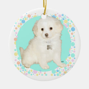 Décoration En Céramique Poodle / Bichon Mix Puppy fête la vie