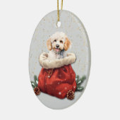 Décoration En Céramique Poodle blanc Chiot Noël Sac cadeau (Gauche)