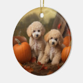 Décoration En Céramique Poodle Chiot Automne Citrouille délice (Gauche)