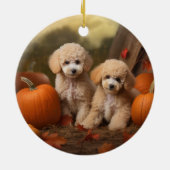 Décoration En Céramique Poodle Chiot Automne Citrouille délice (Dos)