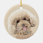 Décoration En Céramique Poodle Miniature Toy Apricot Crème Chien Brown Art (Dos)