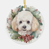 Décoration En Céramique Poodle Noël Wreath Festive Pup (Devant)