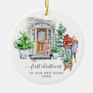 Décoration En Céramique Porte aquarelle Premier Noël nouvelle maison