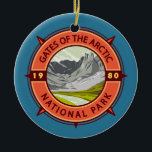 Décoration En Céramique Portes du parc national de l'Arctique Compas rétro<br><div class="desc">Portes de la conception de l'illustration vectorielle arctique. Le parc est le parc national le plus septentrional des États-Unis,  situé entièrement au nord du cercle arctique.</div>