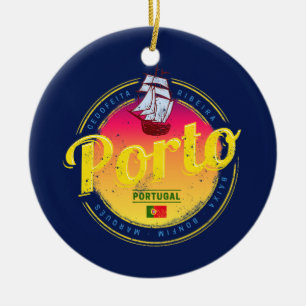 Décoration En Céramique Porto au Portugal Navire Retro Sunset Vintage