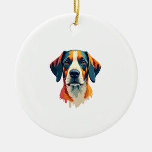 Décoration En Céramique Portrait de chien coloré vintage style pop art Il