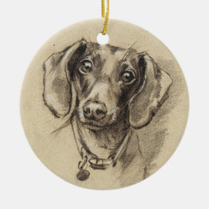 Décoration En Céramique Portrait de Dachshund