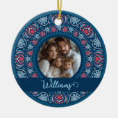 Décoration En Céramique Portrait familial personnalisé Blue Festive Mandal (Devant)