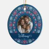 Décoration En Céramique Portrait familial personnalisé Blue Festive Mandal (Gauche)