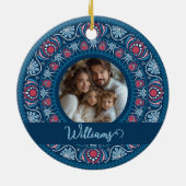Décoration En Céramique Portrait familial personnalisé Blue Festive Mandal (Dos)