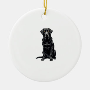 Décoration En Céramique Portrait Illustré de Chien Labrador Retriever Noir