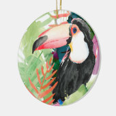 Décoration En Céramique Portrait toucan avec Feuilles tropicaux (Gauche)