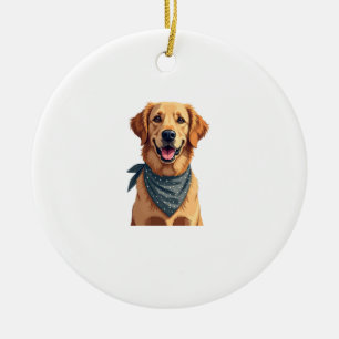 Décoration En Céramique Portrait vintage de Golden Retriever avec Ba color