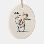 Décoration En Céramique Pose Yoga Chat - Inhale - Pur - Exhale (Droite)