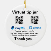 Décoration En Céramique Pot virtuel de pourboires code QR donation d'argen (Dos)