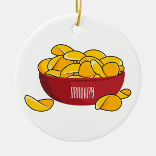 Décoration En Céramique Potato chip cartoon illustration 