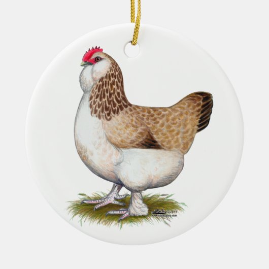 Décoration En Céramique Poule saumonée de Faverolle (Devant)