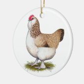 Décoration En Céramique Poule saumonée de Faverolle (Gauche)