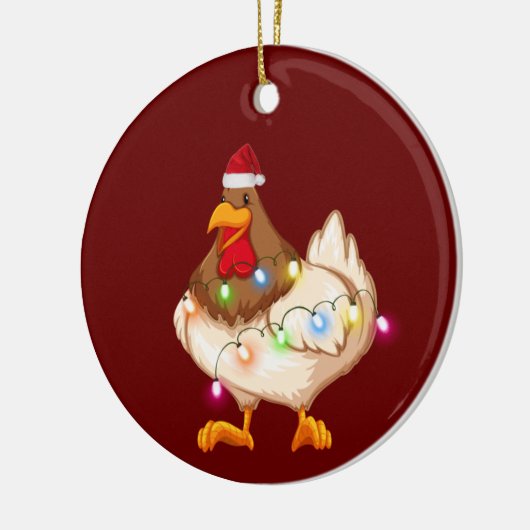 Décoration En Céramique Poulet avec lumière Casquette Noël (Gauche)