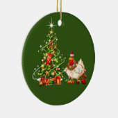 Décoration En Céramique Poulet avec lumière Casquette Noël (Droite)