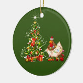 Décoration En Céramique Poulet avec lumière Casquette Noël (Gauche)