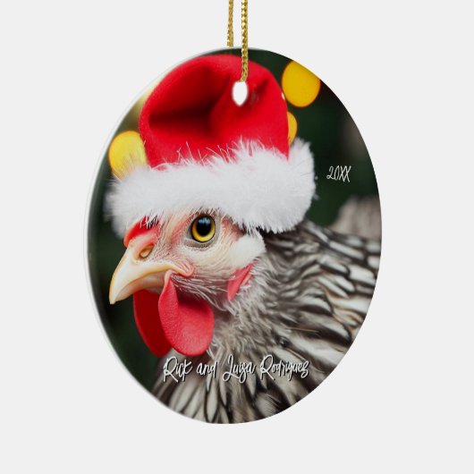 Décoration En Céramique Poulet Wyandotte en argent à Noël (Droite)