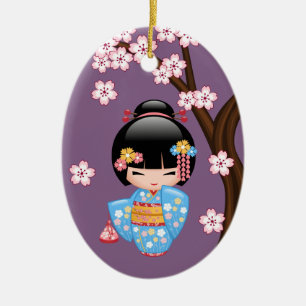 Décoration En Céramique Poupée Maiko Kokeshi - mignonne Geisha Girl sur vi