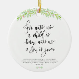 Décoration En Céramique Pour nous un enfant est né l'ornement de Noël