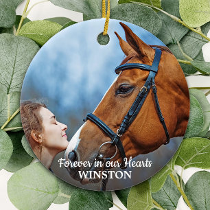 Décoration En Céramique Pour toujours dans nos coeurs Horse Photo Pet Memo