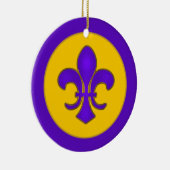 Décoration En Céramique Pourpre et Gold Fleur de Lis Ornament (Droite)