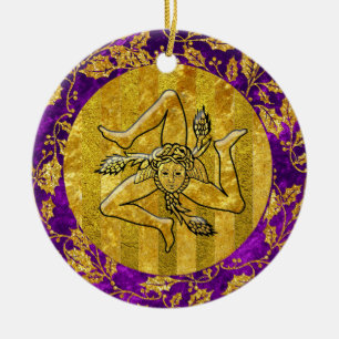 Décoration En Céramique Pourpre sicilien d'or de Trinacria d'héritage