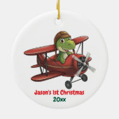 Décoration En Céramique Premier avion de Noël et pilote Dinosaur sur mesur (Dos)
