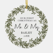 Décoration En Céramique Premier Mariage de couronne de Noël (Devant)