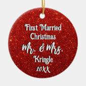 Décoration En Céramique Premier Mariage marié Noël personnalisé Date (Devant)