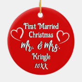 Décoration En Céramique Premier Mariage marié Noël personnalisé Date (Dos)