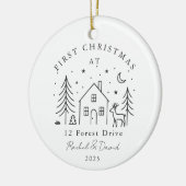 Décoration En Céramique Premier Noël à notre nouvelle maison - Lune & Cerf (Gauche)