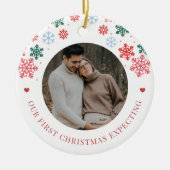 Décoration En Céramique Premier Noël attendu 2 Grossesses Photos Rouge (Devant)