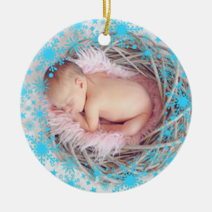 Décoration En Céramique Premier Noël Baby Girl Snowflake Cadre photo