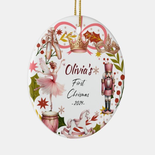 Décoration En Céramique Premier Noël Bébé coquette girly rose (Droite)