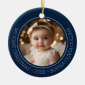 Décoration En Céramique Premier Noël Bleu Moderne 2 Photo Nouveau-né (Devant)