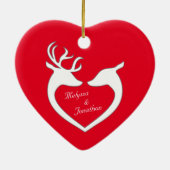 Décoration En Céramique Premier Noël Cerf Couple Personnalisé (Dos)