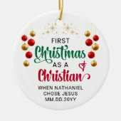 DÉCORATION EN CÉRAMIQUE PREMIER NOËL COMME NOUVEAU CHRÉTIEN (Devant)