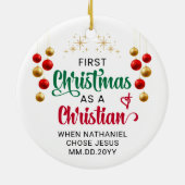 DÉCORATION EN CÉRAMIQUE PREMIER NOËL COMME NOUVEAU CHRÉTIEN (Dos)