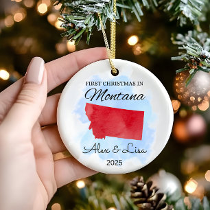 Décoration En Céramique Premier Noël dans l'Ornement de l'Etat du Montana