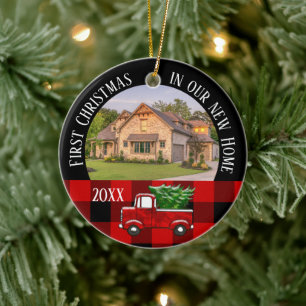 Décoration En Céramique Premier Noël dans notre nouvelle maison Camion rou