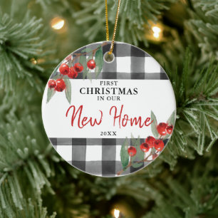 Décoration En Céramique Premier Noël Dans Notre Nouvelle Maison Plaid Pers